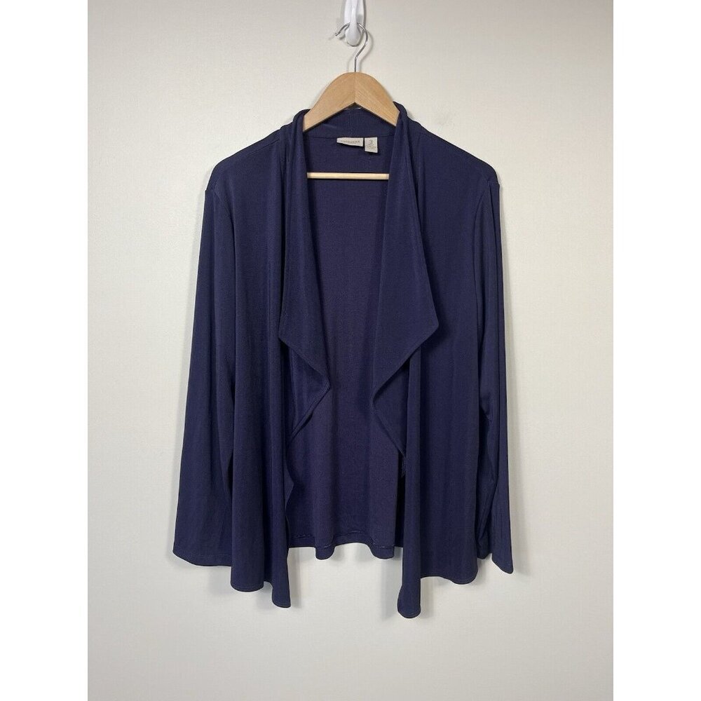 Chicos Sweater Womens Size 3 Purple Easywear Cardigan Open Long Sleeve XL Slinky